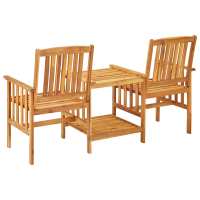 vidaXL Sillas de jardín con mesita madera maciza acacia 159x61x92 cm - details 3