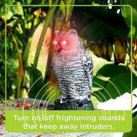 Dispositivo De Control De Aves Con Owl Falso Y Ojos Que Parpadean Sonido Asustadizo Estatua De Owl Realista Para El Jardín - details 2