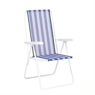 Hamaca Alco de Acero con Fibreline Lacado de 5 Posiciones - Muebles de Exterior, Silla para Exteriores en Azul con Rayas Blancas - 1