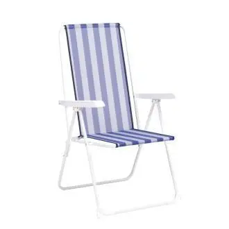 Hamaca Alco de Acero con Fibreline Lacado de 5 Posiciones - Muebles de Exterior, Silla para Exteriores en Azul con Rayas Blancas - 1