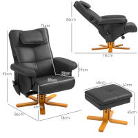 2025 Nuevo Reclinable de Masaje with Taburete y Almacenaje Reclinable para TV with Bolsos Laterales Piel Artificial 78x86x93cm Negro - details 6