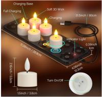 Velas de té recargables, 12 velas LED eléctricas sin llama, impermeables, parpadeantes, con temporizador remoto, estación de carga para baño, hogar, habitación, Halloween, decoraciones de fiestas, verano. - details 4