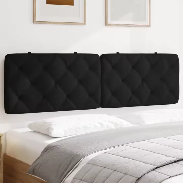 Cabecero de cama acolchado terciopelo negro 180 cm - 1