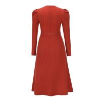 Vestido Casual Diario Para Mujer Con Mangas Burbuja Cintura Alta Ajustada Y Volante Medio Largo De Tejido Knit Moda Avanzada Y Única - details 10