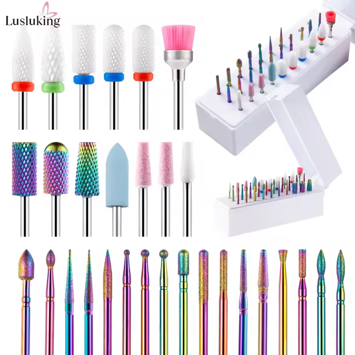 Kit De 30 Piezas En Caja De Brocas Para Uñas Con Diamante Cerámica Y Carburo De Tungsteno Herramientas De Manicura Para Eliminar Gel De Uñas Acrílicas - 1