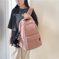 Mochila universitaria impermeable de alta capacidad para niña, morral escolar para ordenador portátil, bolsa de viaje para libros, Color sólido, a la moda, novedad de 2024 - details 15