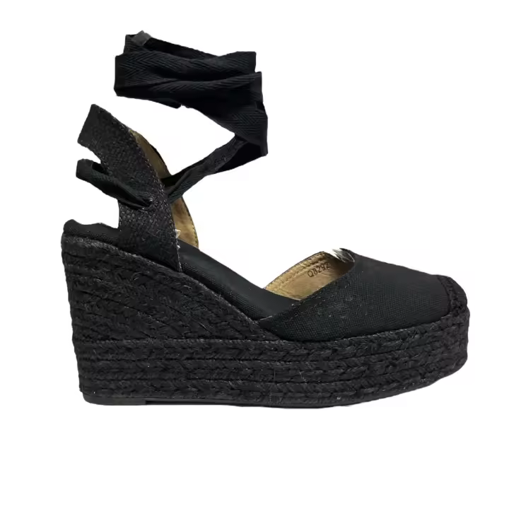 Cuña Plataforma Yute Negro - 1