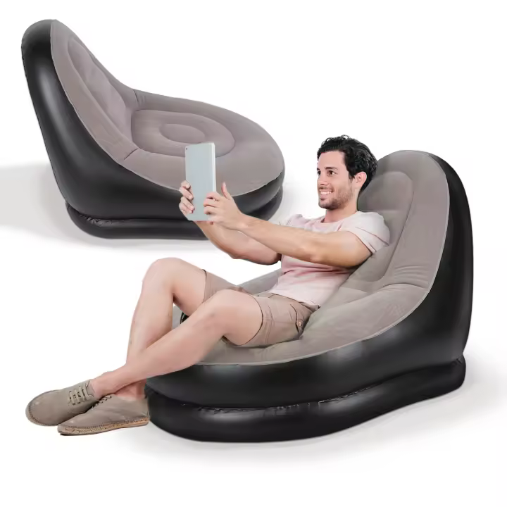 JUPPLIES Sofa Hinchable Aterciopelado Plegable para Interiores y Exteriores - Sillon Hinchable Estilo Puff con Superficie Suave y Amplio Asiento - 1