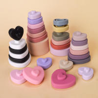 Juguetes Montessori Para Bebés 6Pcs Bloques De Construcción De Silicona Suave Formas De Amor Torre De Construcción De Silicona Regalos Para Niños - details 0