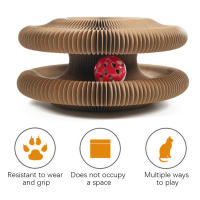 Juguete Para Gatos De Pliegue Accordion Estilo Tablero De Rasguñado Con Algodón Corrugado Tapete De Cartón Divertido Y Alivio De Presión Para Interacción Y Diversiones En Casa - details 4