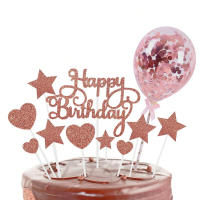 14Pcs/set Topper De Pasteles 'Feliz Cumpleaños' Decoración Para Cupcakes Con Estrellas Y Corazones DIY Para Fiestas De Cumpleaños Decoración De Postres - details 0