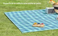 SONGMICS Manta de Picnic, 200 x 200 cm, 4 Pinzas a Prueba de Viento, Colchoneta Grande para Camping, Parque, Jardín, Playa, Fundo Impermeable, Plegable y Portátil, Verde y Blanco/Verde y Azul - details 3
