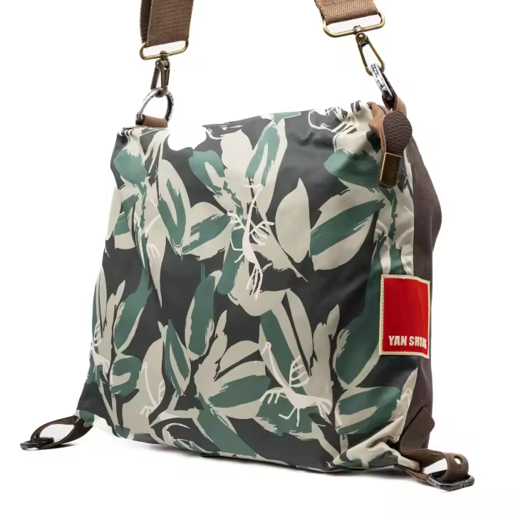 DUNNE BRAND YAN SHUANG Bandolera Unisex “Bambú” - Verde, Blanco y Negro, Algodón y Piel, Diseño Original, Regalo Especial - 1