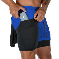 Shorts De Fitness Para Hombre Doble Capa 2 En 1 Deporte Entrenamiento En El Gimnasio Quick Dry Running Verano Shorts Casual - details 2
