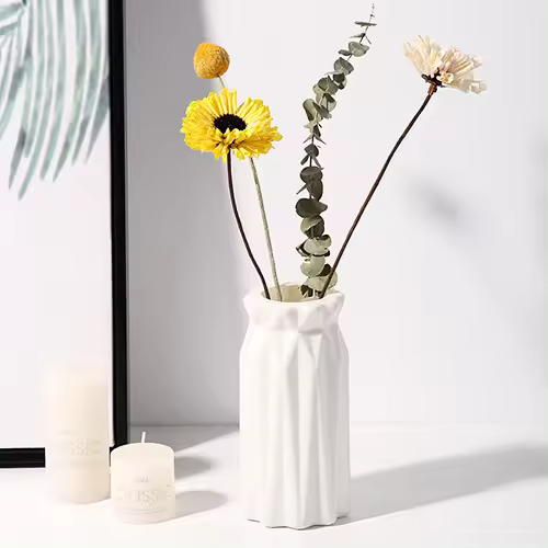 Vaso Nórdico De Plástico Para Flores Pequeño Y Moderno Decoración Para El Hogar Y Sala De Estar Jarrón De Almacenamiento Para Flores - 1