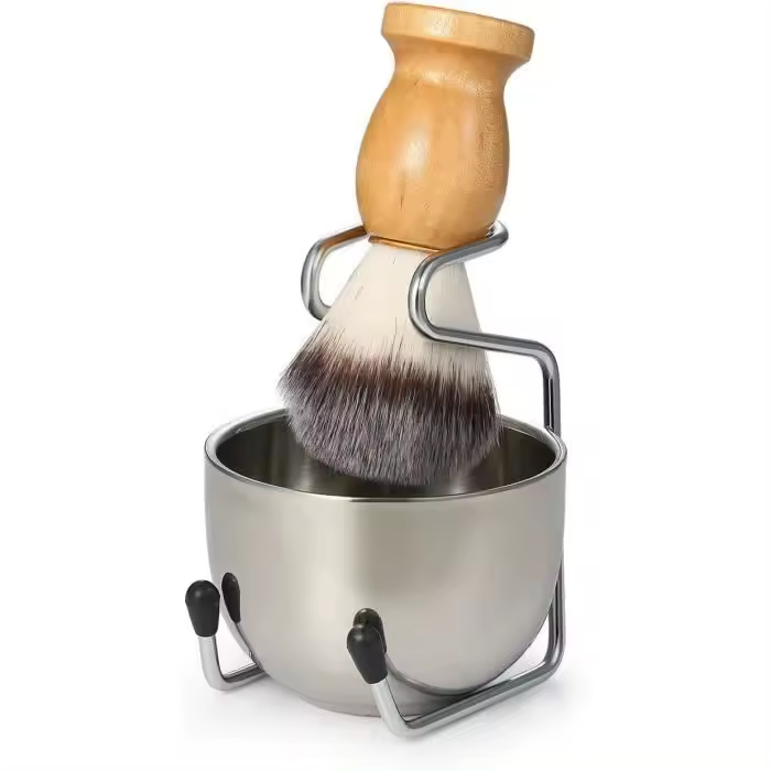 Barba con mango Madera + Maple inoxidable Tazón Maquinillas afeitar soporte para helbres regalo I - 1