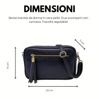 Bolso de HOMBRO para mujer de cuero Genuino, Bandolera Mujer Pequenas, adjustable Y 2 bolsos con Cremallera, Italian artesania JOY Azul - details 1