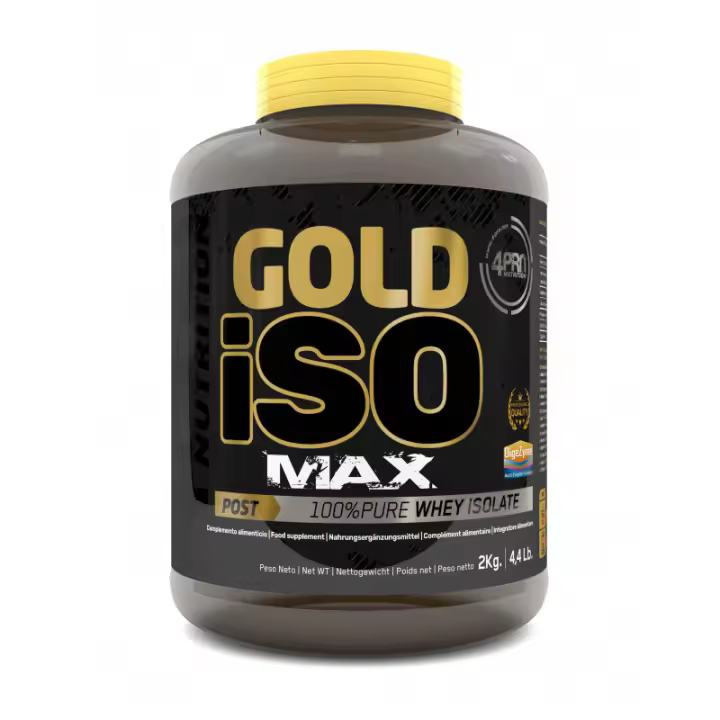 4-PRO Nutrition Gold Iso Max 2 Kilo -  Aislado de Suero - Maxima Pureza - Sin Colorantes - Sin Espesantes - 1