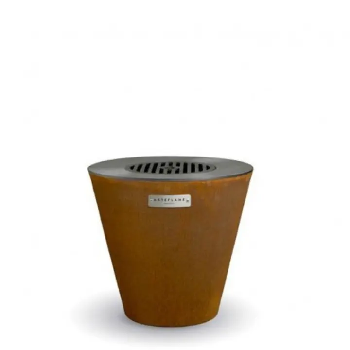 One20 BBQ Brasero de acero Artéflame y Corten, con placa de cocción de hierro fundido de 51 cm, altura total 53 cm - 1