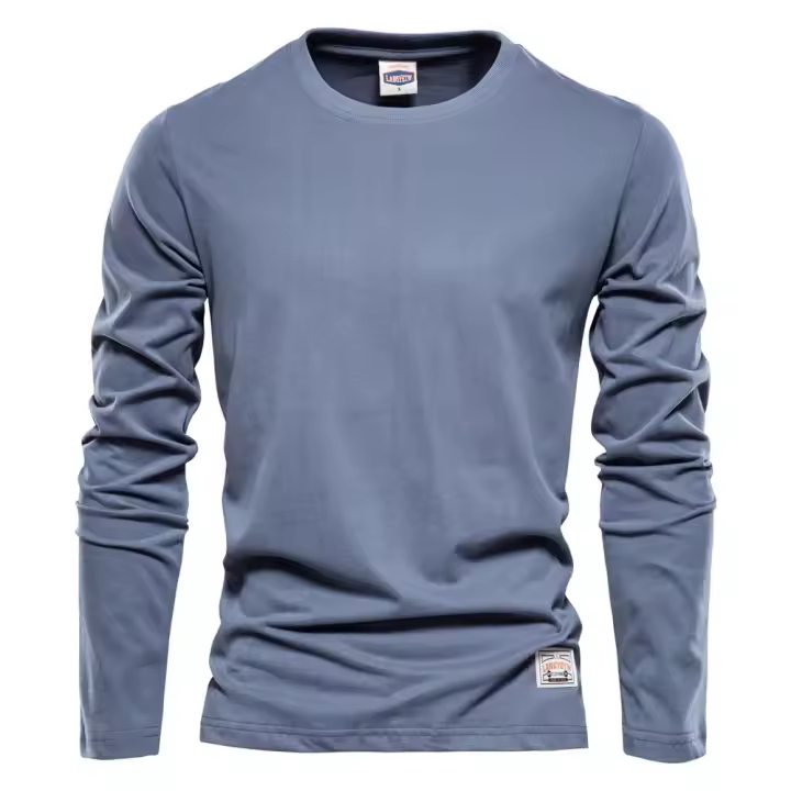 Camiseta De Manga Larga Para Hombre 100% Algodón Camiseta Casual De Primavera Calidad Superior Estilo Clásico Camisetas Para Hombres - 1