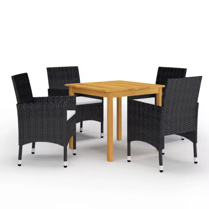 vidaXL Juego de comedor de jardín de 5 piezas negro - 1