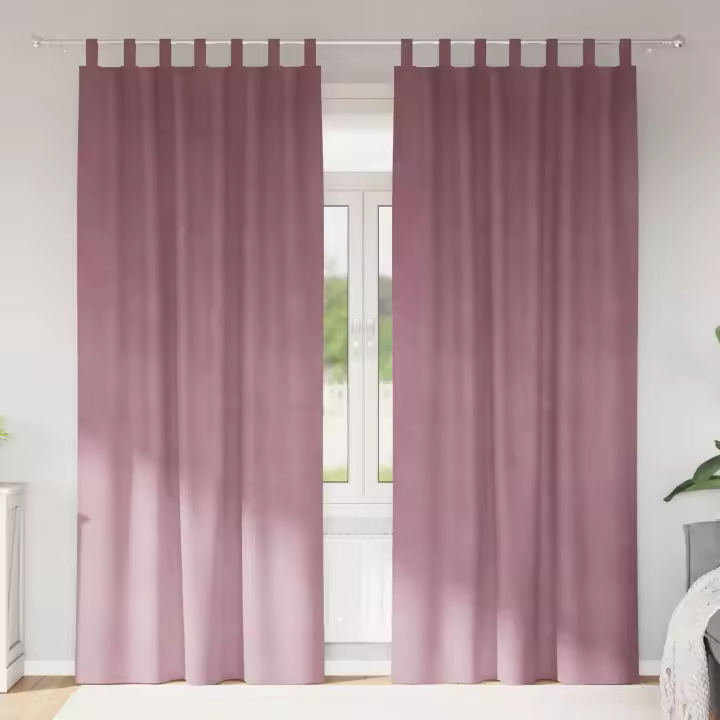 Cortinas Opacas vidaXL con anillas 2 pcs Rosa Oscuro Terciopelo - 1