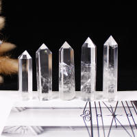 Varita De Cuarzo Claro Y Natural Con Energía Curativa Obelisco Hexagonal De Cristal Punto De Meditación Regalo Para El Hogar Feng Shui Temática De Amor - details 1