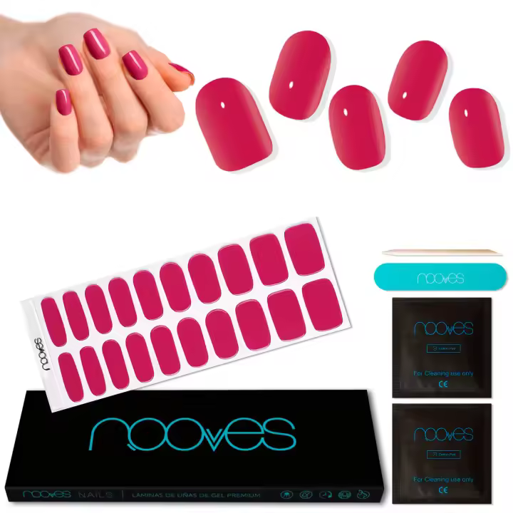 NOOVES NAILS Láminas de Uñas de Gel Precurado Premium - Cherry - Rojo  Tiras De Uñas De Gel Semicurado Pegatinas Uñas Semipermanente en Gel Gel Nail stickers Uñas de gel Pegatinas - 1
