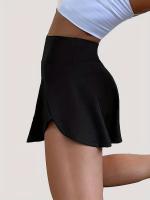 Nueva Falda De Yoga De Cintura Alta Para Mujer Cortas Deportivas Sueltas Y Delgadas Para Correr Shorts De Nylon Y Spandex - details 0