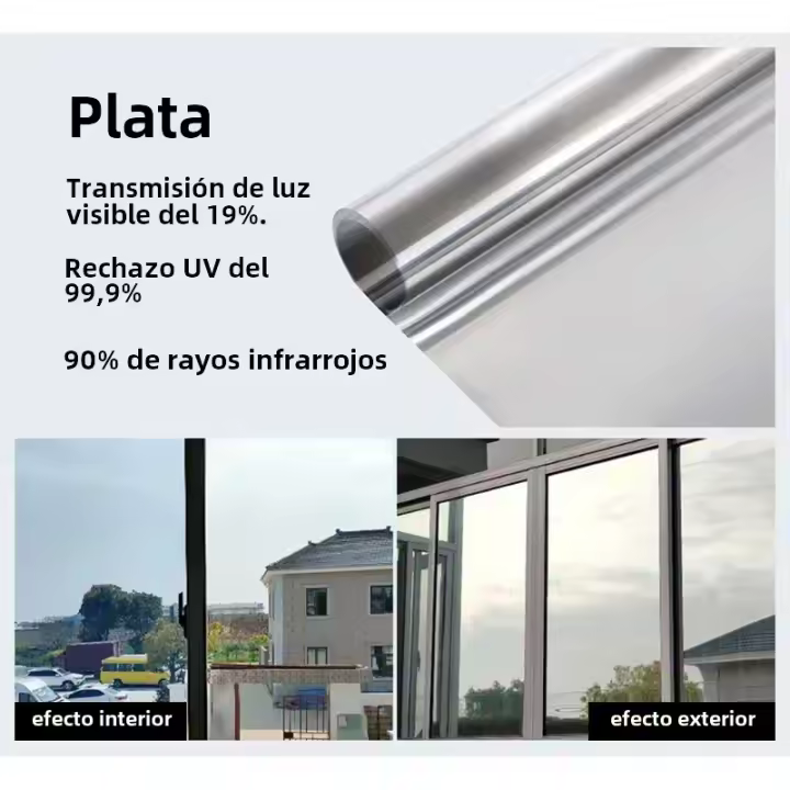 Película De Privacidad Para Ventanas Espejo Unidireccional Vinilo Antiglanceo No Adhesivo Cling De Plástico PVC Para Casa Protección UV Tamaño Adecuado Para Ventanas Y Puertas - 1