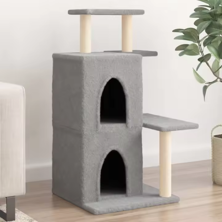 vidaXL Rascador para Gatos con Postes de Sisal Árbol Torre Gatitos Color Crema,  Gris claro,  Gris oscuro y mas - 1