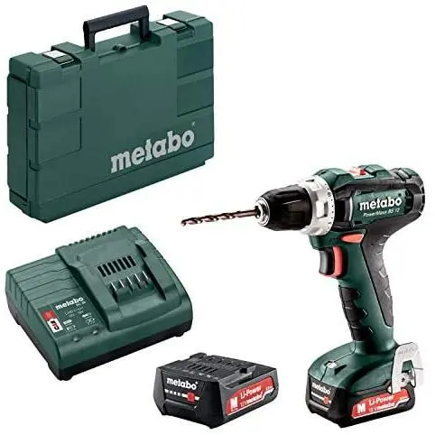METABO 601036500 - Taladro atornillador a bateria 12V / 2x 2,0 Ah Li-Ion PowerMaxx BS 12 con maletín - 1