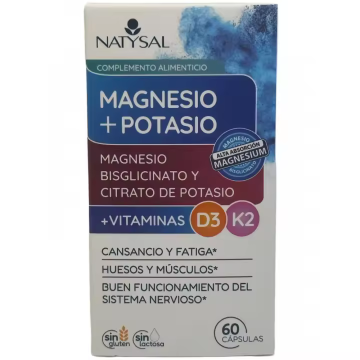 Magnesio Bisglicinato + Potasio + Vitamina D3 + Vitamina K2 60 cápsulas de Natysal - 1