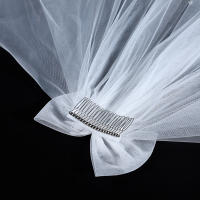 Velo De Novia Blanca Con Estilo Clásico Dos Capas De Tela Con Diamantes Largo Del Brazo Y Lazo Para Mujeres Vestido De Novia - details 2