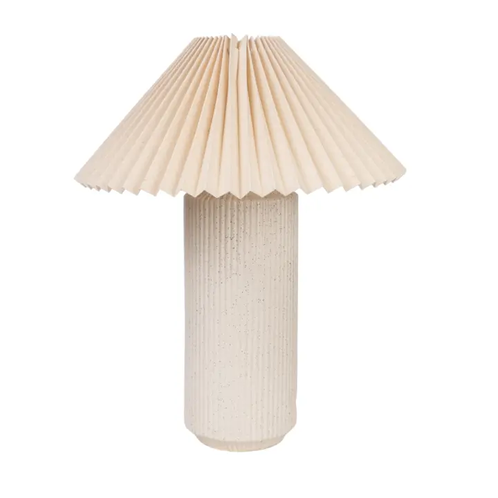 LAMPARA CERAMICA BEIGE PANTALLA PLISADA HM1140 FIJALO - 1