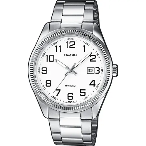 RELOJ CASIO MTP-1302PD-7BVEF PARA HOMBRE, COLECCIÓN CLÁSICA DE ACERO, ESFERA BLANCA, CALENDARIO, RESISTENTE AL AGUA 50M - 1