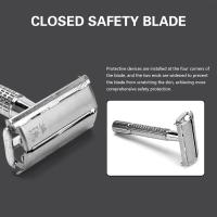 Afeitadora De Seguridad Profesional Con Doble Faja Para Hombres Y Mujeres Caja Delicada Con Portador De Cuchilla Accesorios De Estilo Barbería Material De Acero Inoxidable - details 5