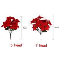 Ramo De Poinsettia Artificial Con 7 Ramas Para Decoración De Hogar Bodas Y Fiestas Navideñas Flores Falsas Para Sala De Estar - details 1