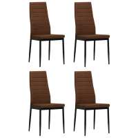 vidaXL Sillas de comedor 4 unidades tela en color Gris claro/Gris oscuro/Marrón | cómodas modernas ergonómicas para comedor cocina salón hogar - details 2