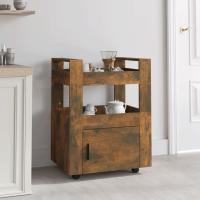 vidaXL Carrito de cocina madera contrachapada 60x45x80cm en color Roble ahumado/Negro/Roble Sonoma y más - details 0