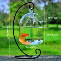 Acuario De Vidrio Transparente Con Soporte Para Decoración De Hogar Forma Redonda/Cuadrada Vaso De Peces Con Soporte De Colgante - details 2