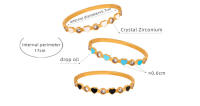 Encanto Pulsera de amor con aceite de gota de agua de circón de cristal, personalidad de alta gama, moda de nicho, temperamento simple, acero de titanio chapado en oro de 18 quilates - details 2