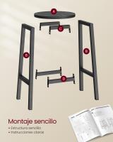 Conjunto de taburetes de bar, juego de 2, sillas redondas para cocina con asientos altos, altura 65 cm, estructura de acero resistente, fácil montaje, estilo industrial - details 23