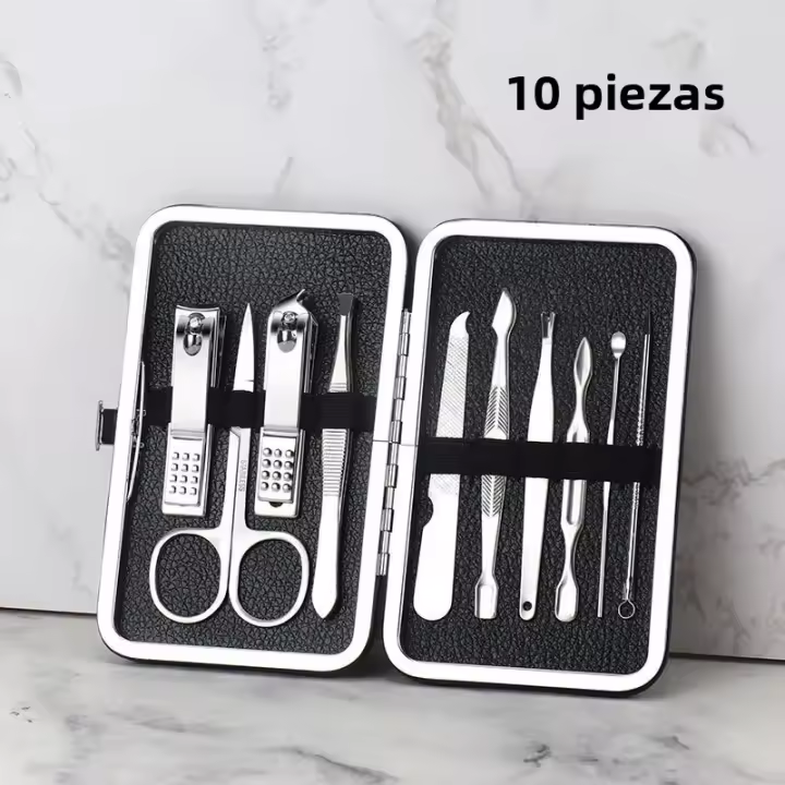 Juego De Tijeras De Uñas De Acero Inoxidable 7/10/12/16/18pcs Con Estuche De Viaje Kit De Manicura Y Pedicura Herramientas De Cuidado Facial Eliminador De Callos - 1
