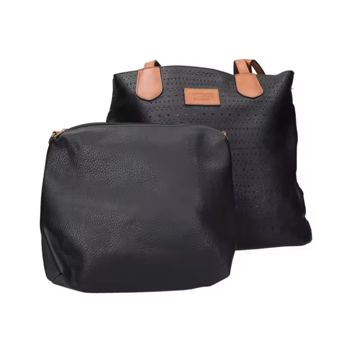 SARA BAGS | Set de Bolsos Sara Bags para Mujer – Bolsos en Color Negro con Detalles – Estilo Casual – Con Asas – Cierre de Cremallera – Varios Compartimentos – Bolso/Neceser Incluido – Modelo SCXX240374 - 1
