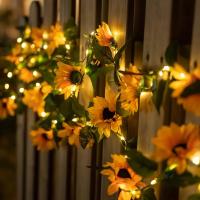 Luces De Hiedra De Girasol 5/10M Impermeables Para Decoración De Jardín Fiesta Boda Navidad Exterior Luz De Cadena Atmosfera - details 3