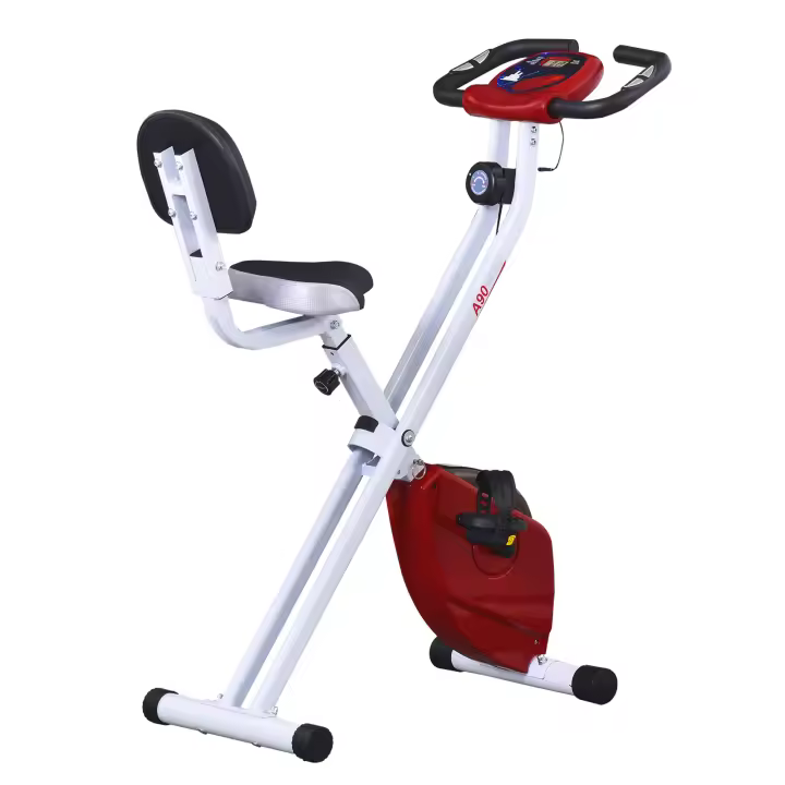 HOMCOM Bicicleta Estática Plegable para Ejercicios Profesional Bicicleta Vertical de Forma X con 8 Niveles Resistencia Magnética Ritmo Cardíaco Asiento con Altura Ajustable Acero 43x97x109 cm - 1