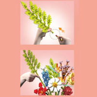 Bloques De Construcción De Bouquet De Flores Eterna Rosa Y Girasol Modelo De Planta Con Vaso Juguete DIY Para Niños Regalos Creativos Decoraciones De Escritorio - details 25