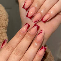 Set De Uñas Postizas Cuadradas 24 Piezas + 1 Archivo + 1 Pieza De Pegamento De Gel Combos De Uñas Postizas De Acrílico - details 0