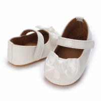 Zapatos De Princesa Para Bebé Niña Con Lazo PU Suave Suela Primera Caminata 0-18M Blanco Walker De Primer Paso Con Buitre Y Cierre De Correa - details 6
